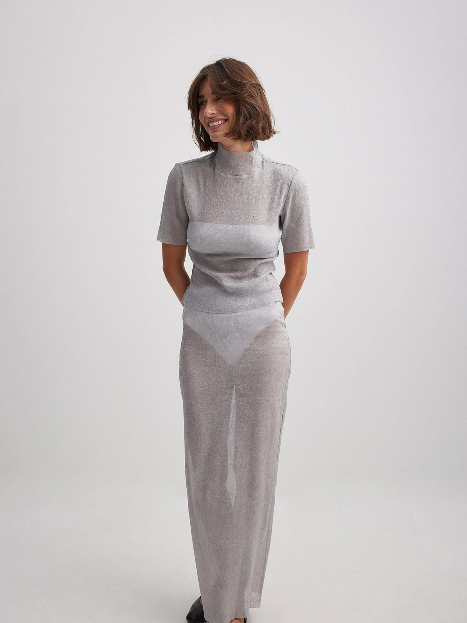 NA-KD Jupes Longues Jupe Femme Gris 5 NA-KD Jupes Longues Jupe Femme Gris – Image 3