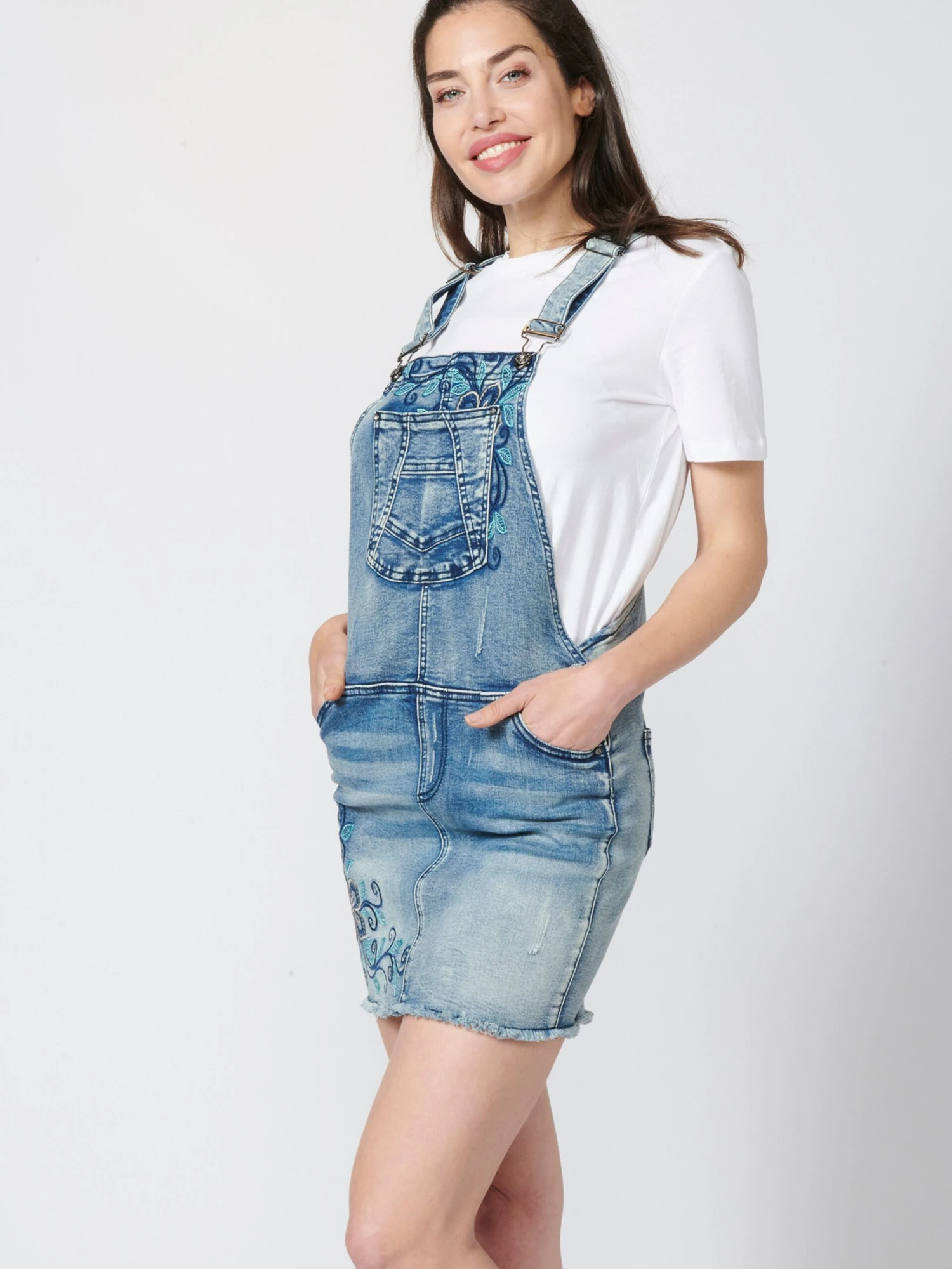 Koroshi Mini-jupes Jupe-salopette Femme Bleu Marine / Bleu Clair 9 Koroshi Mini-jupes Jupe-salopette Femme Bleu Marine / Bleu Clair – Image 7