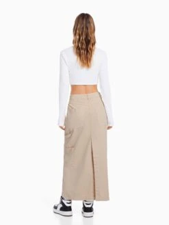 BERSHKA Jupes Longues Jupe Femme Mastic -Edited You Boutique 23e60ca8631141ae89523e075910556d