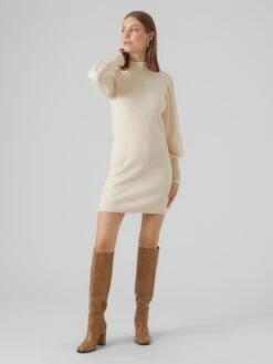 Vero Moda Robes Robes En Maille HOLLY Femme Beige -Edited You Boutique 28c0552fc564161251c38d29e280bb1f