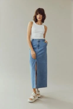 Vila Jupes Longues Jupe KIRA Femme Bleu -Edited You Boutique 2cbe2f2fd23e916c9b0e984cf073ca22