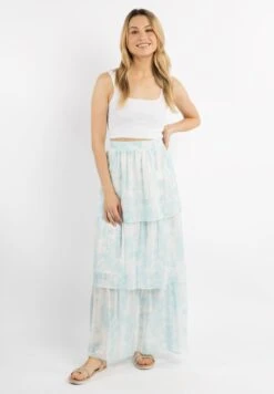 IZIA Jupes Longues Jupe Gaya Femme Bleu Clair / Blanc Naturel -Edited You Boutique 54326cdf22483b7f62e3f4099efc24b1