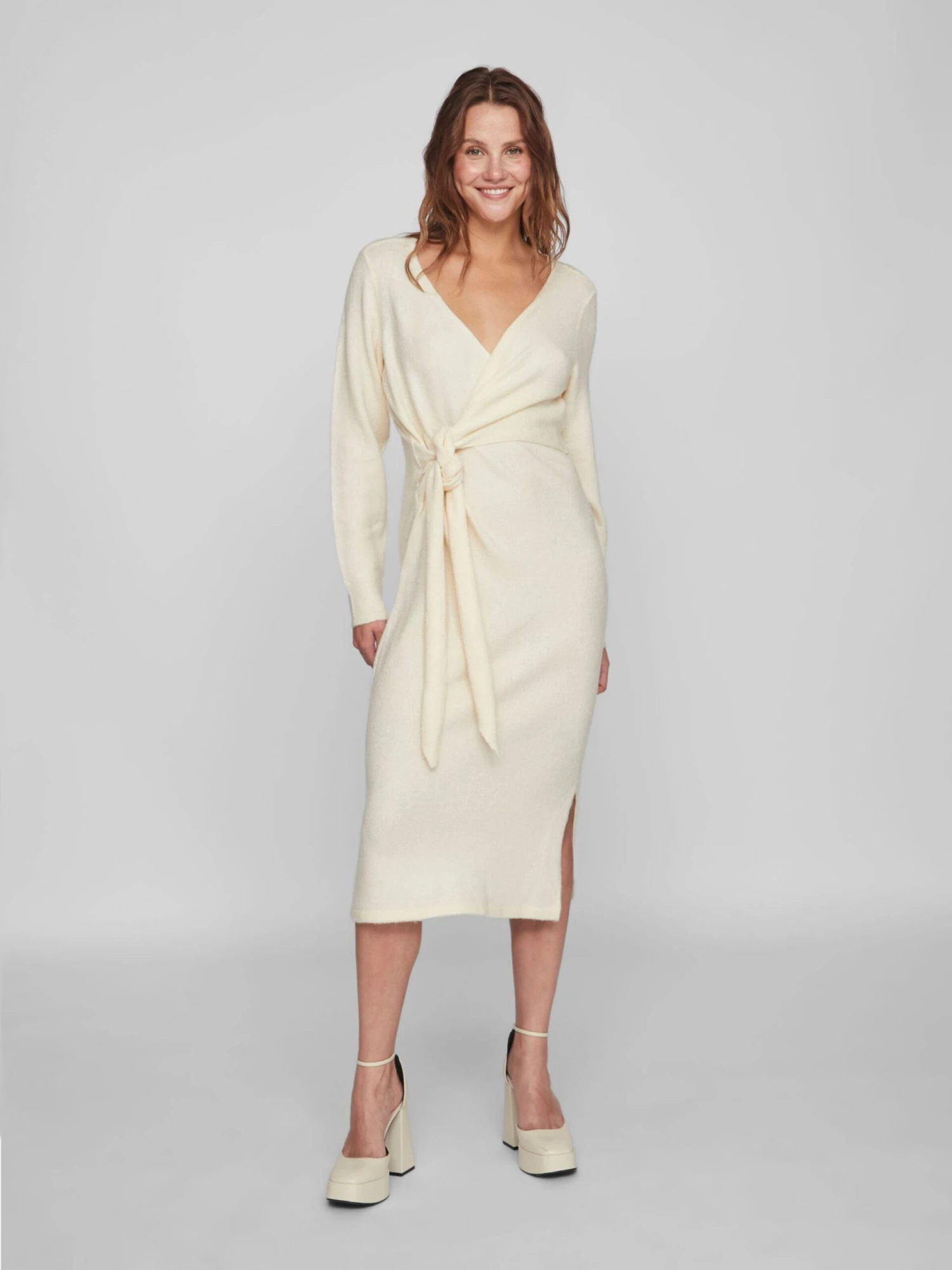 Vila Robes Robes En Maille Femme Beige 5 Vila Robes Robes En Maille Femme Beige – Image 3