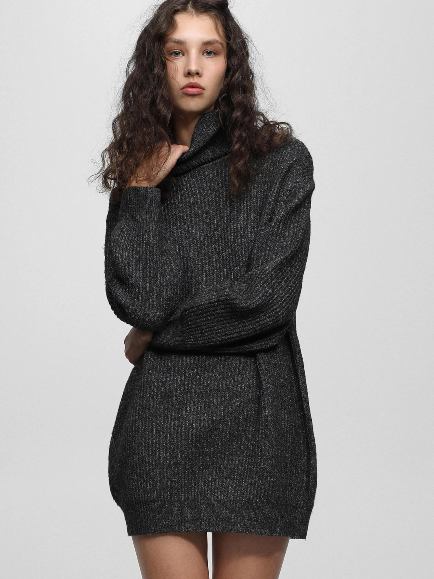 PULL & BEAR Robes Robes En Maille Femme Gris / Graphite 4 PULL & BEAR Robes Robes En Maille Femme Gris / Graphite – Image 2