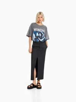 BERSHKA Jupes Longues Jupe Femme Anthracite -Edited You Boutique 84c36ee3f76f067c1455e12178deef9a