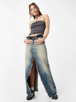 WEEKDAY Jupes Longues Jupe Rhea Femme Bleu -Edited You Boutique 880cded1b7142454b04312c4cf0a40ad