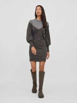 Vila Robes Robes En Maille Femme Anthracite / Gris Clair -Edited You Boutique 93aa84daa384fe94698e631456807c10