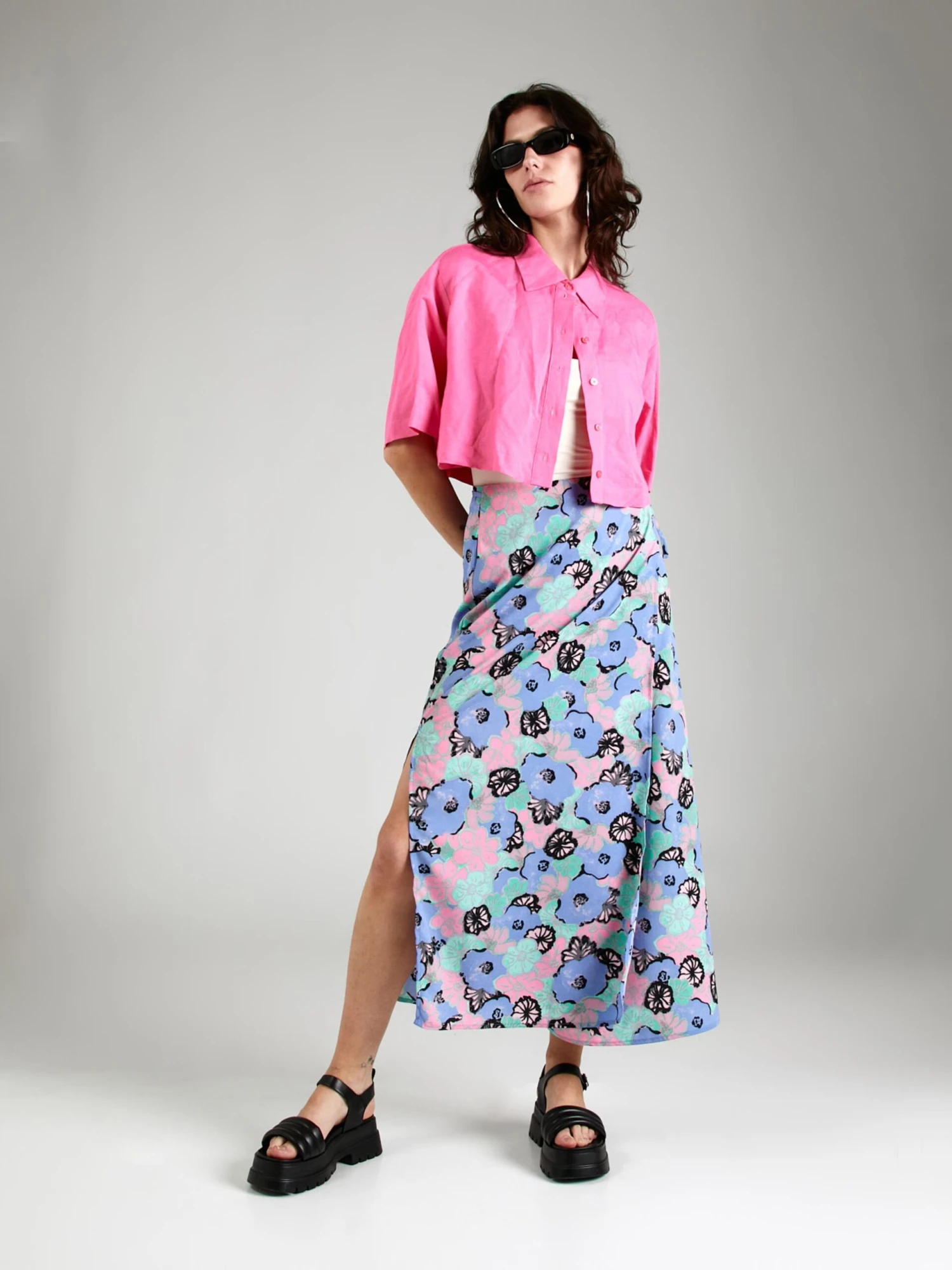 Monki Jupes Longues Jupe Femme Bleu-gris / Bleu Clair 7 Monki Jupes Longues Jupe Femme Bleu-gris / Bleu Clair – Image 5