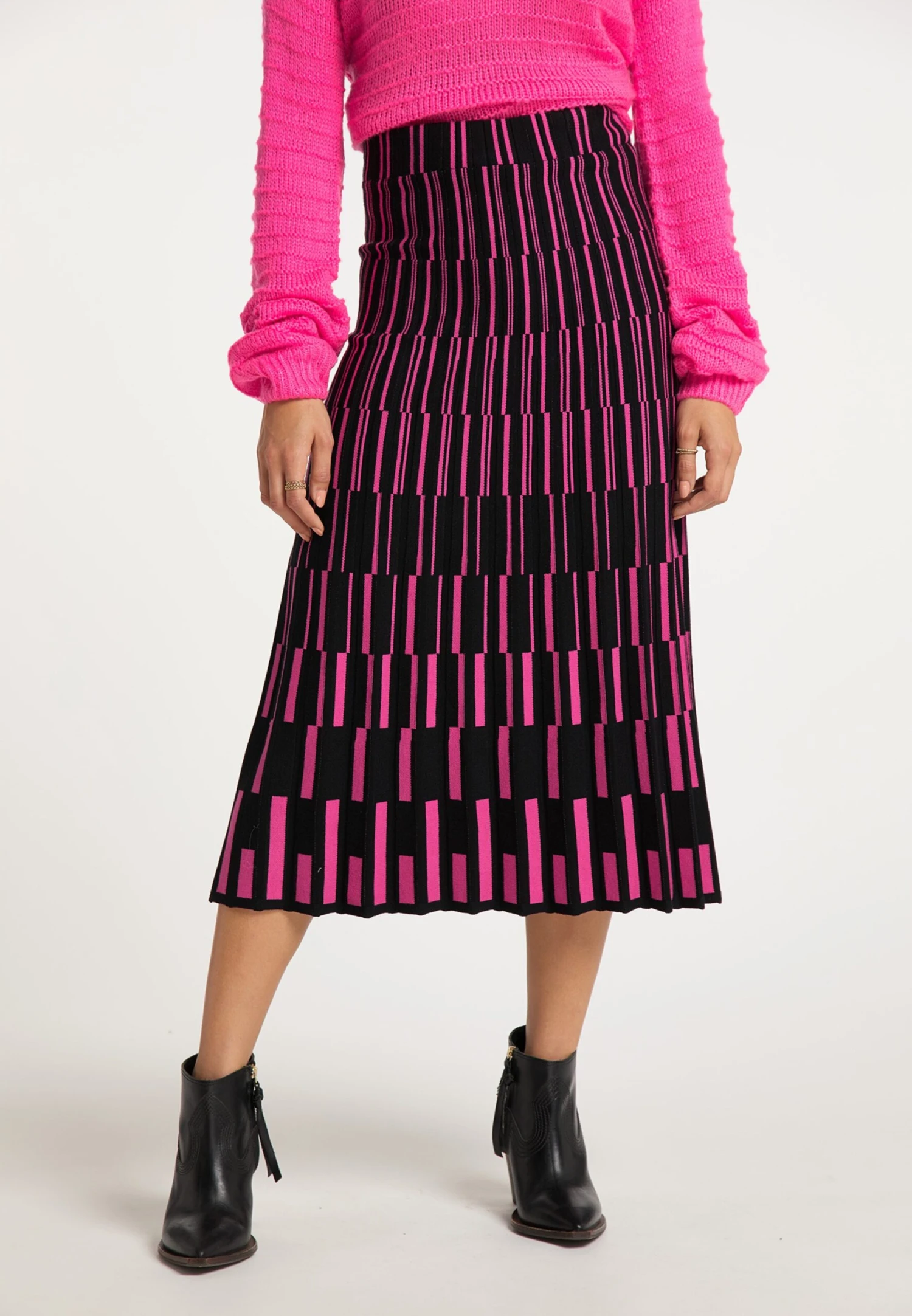 IZIA Jupes Longues Jupe Femme Rose Foncé / Noir 4 IZIA Jupes Longues Jupe Femme Rose Foncé / Noir – Image 2