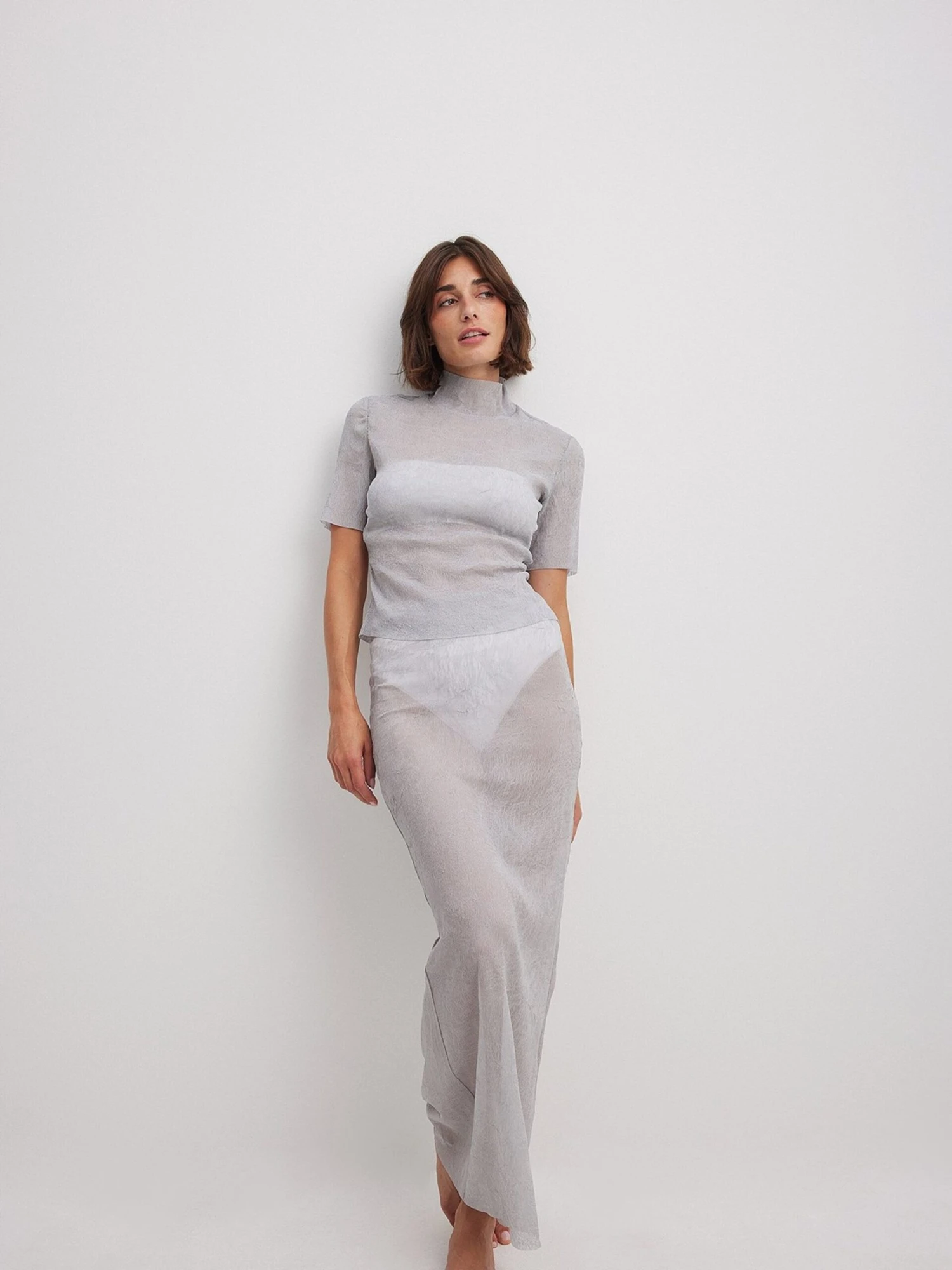 NA-KD Jupes Longues Jupe Femme Gris 3 NA-KD Jupes Longues Jupe Femme Gris