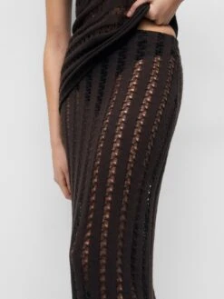 PULL & BEAR Jupes Longues Jupe Femme Brun Foncé -Edited You Boutique dd4ca414c2a4e25d6d5844fb17c29d44