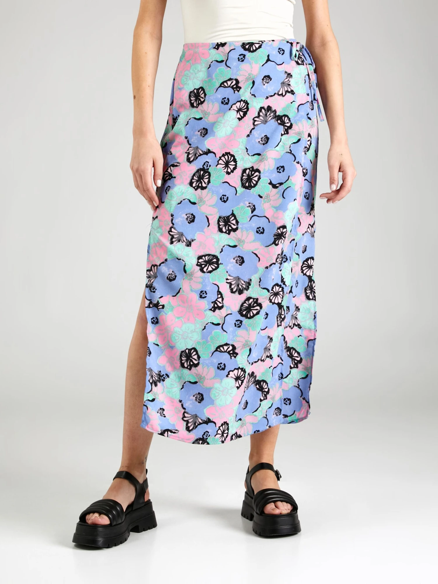 Monki Jupes Longues Jupe Femme Bleu-gris / Bleu Clair 5 Monki Jupes Longues Jupe Femme Bleu-gris / Bleu Clair – Image 3