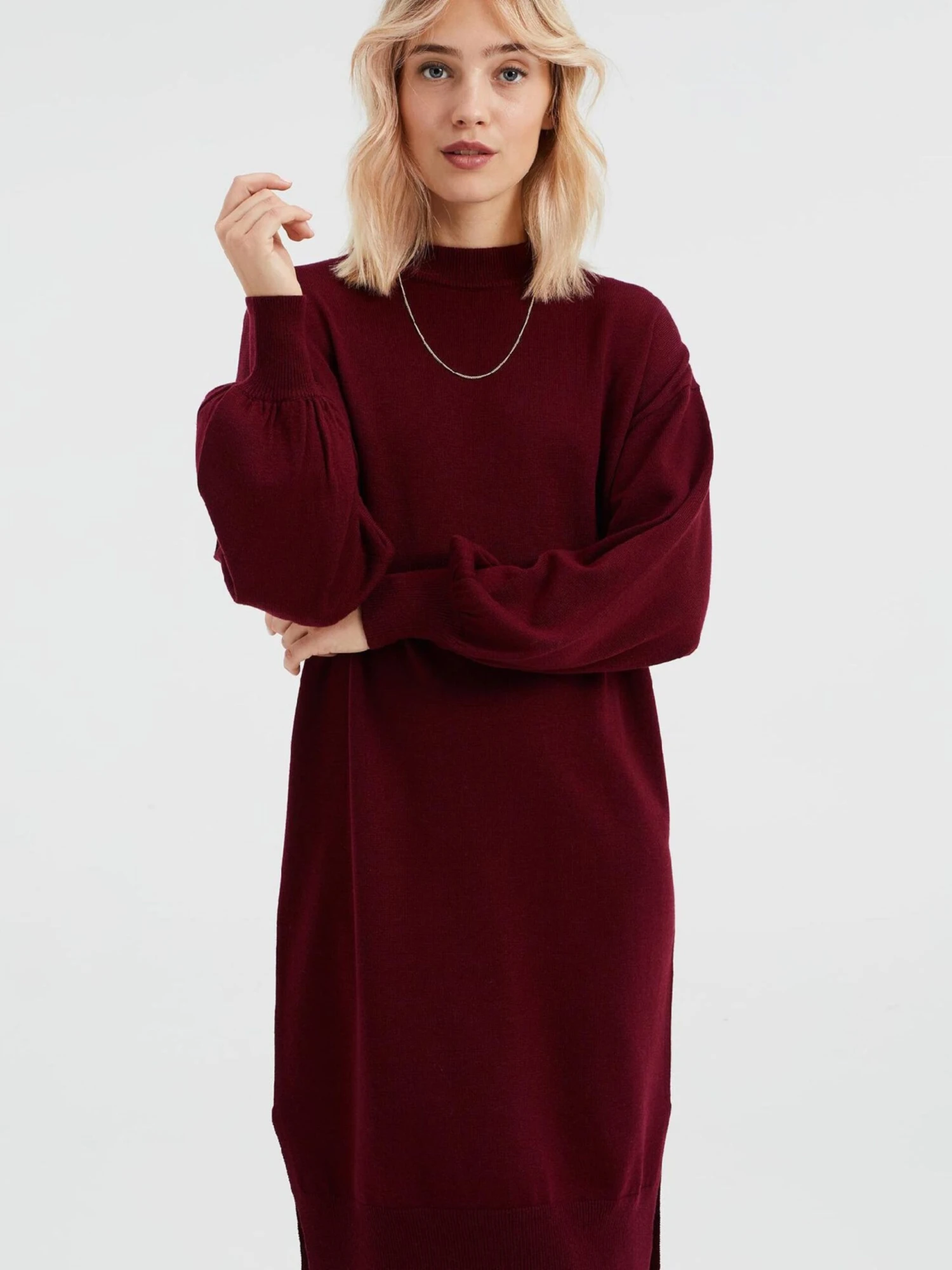 WE FASHION Robes Robes En Maille Femme Lie De Vin 6 WE FASHION Robes Robes En Maille Femme Lie De Vin – Image 4