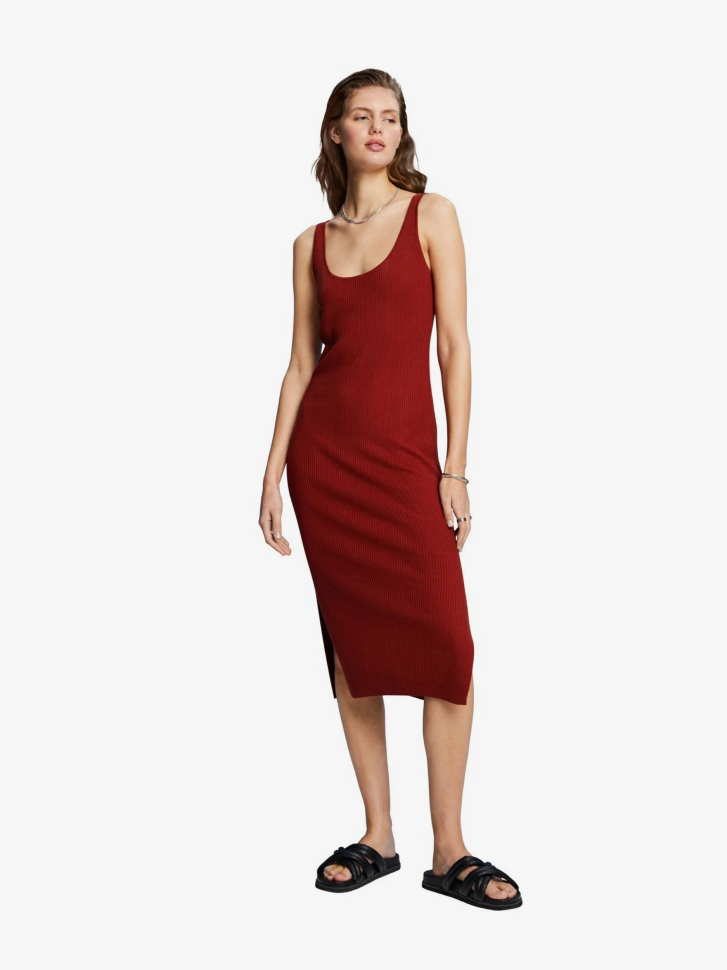 ESPRIT Robes Robes En Maille Femme Rouille 4 ESPRIT Robes Robes En Maille Femme Rouille – Image 2